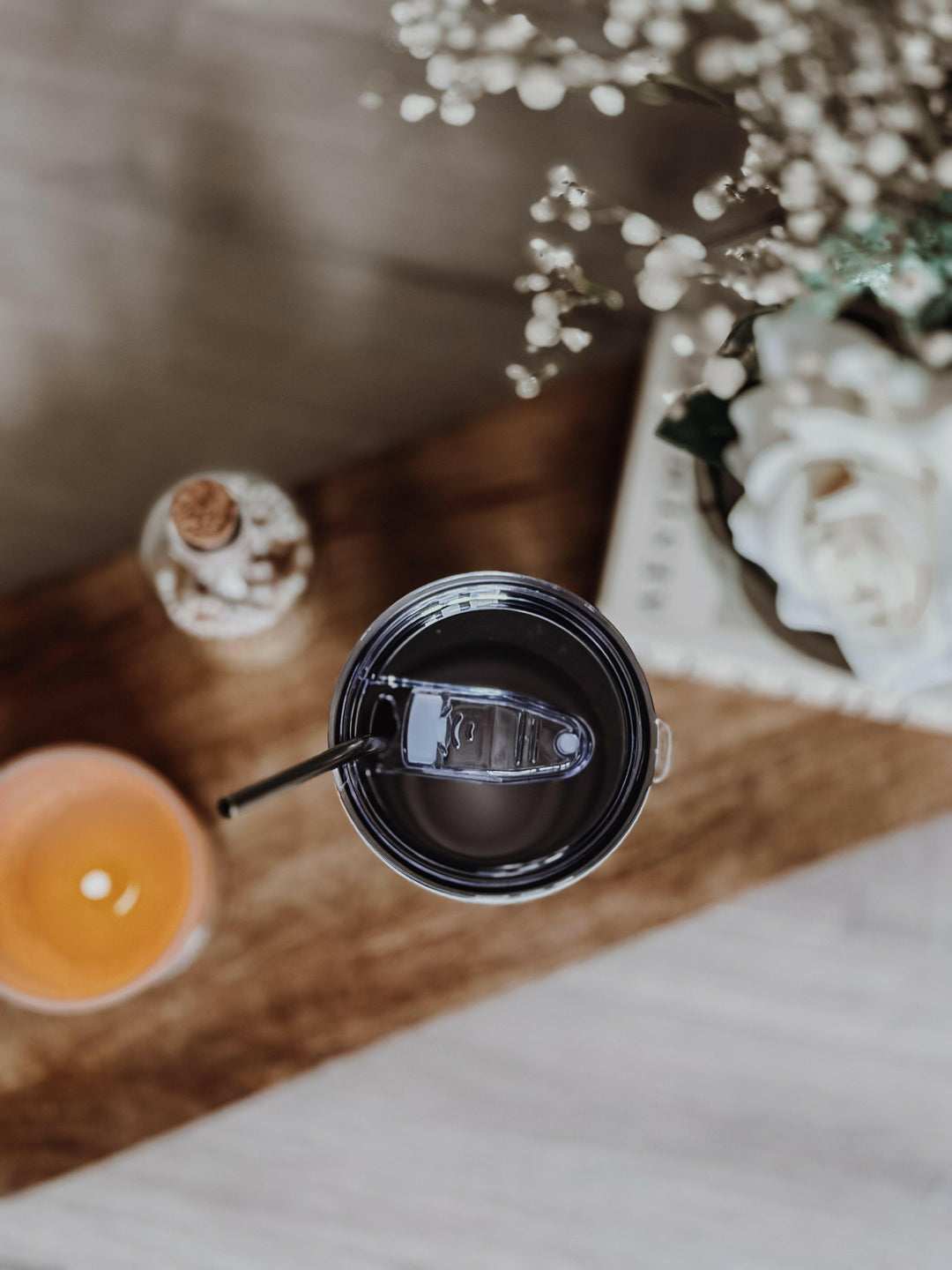 personalised 30oZ stainless steel tumbler with wildflower design